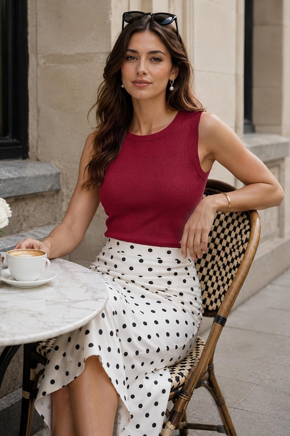 image:imageArachampCloz Womens Wool Blend Sleeveless All Season Business Casual TankBurgundy Red