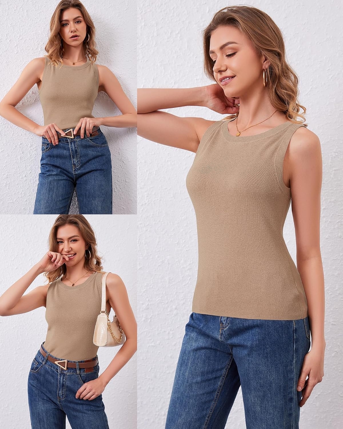 image:imageArachampCloz Womens Wool Blend Sleeveless All Season Business Casual TankCamel