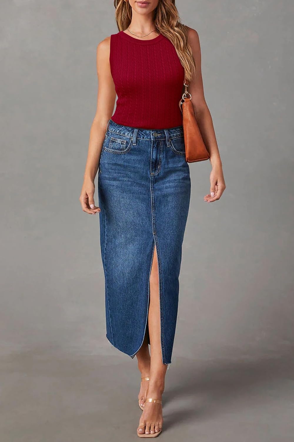image:imageArachampCloz Womens Wool Blend Sleeveless All Season Business Casual TankCburgundy Red