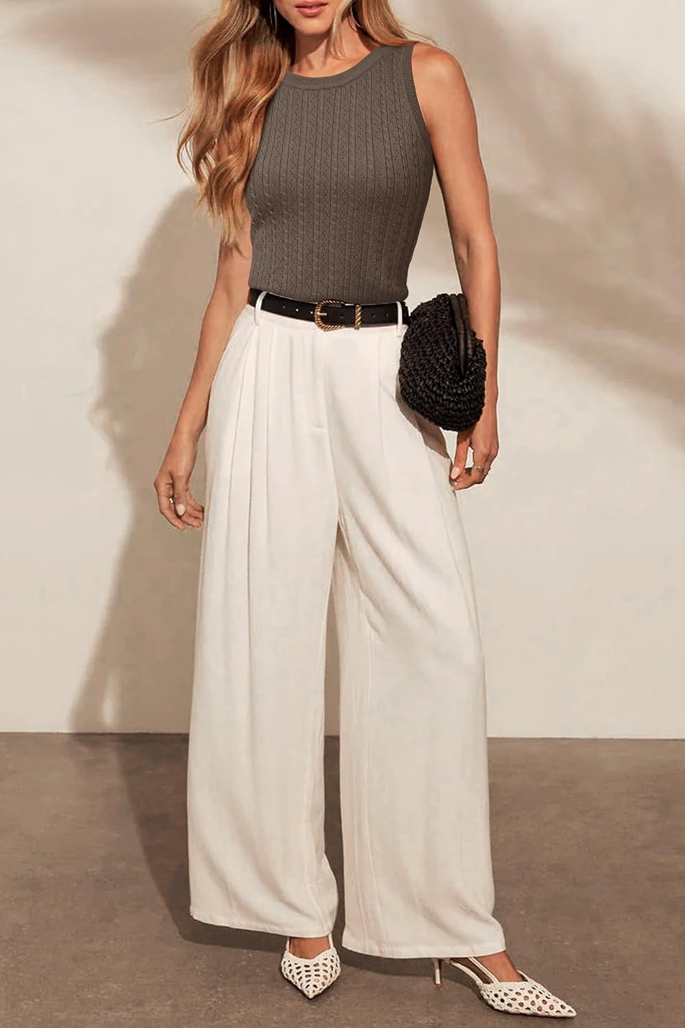image:imageArachampCloz Womens Wool Blend Sleeveless All Season Business Casual TankCcoffee