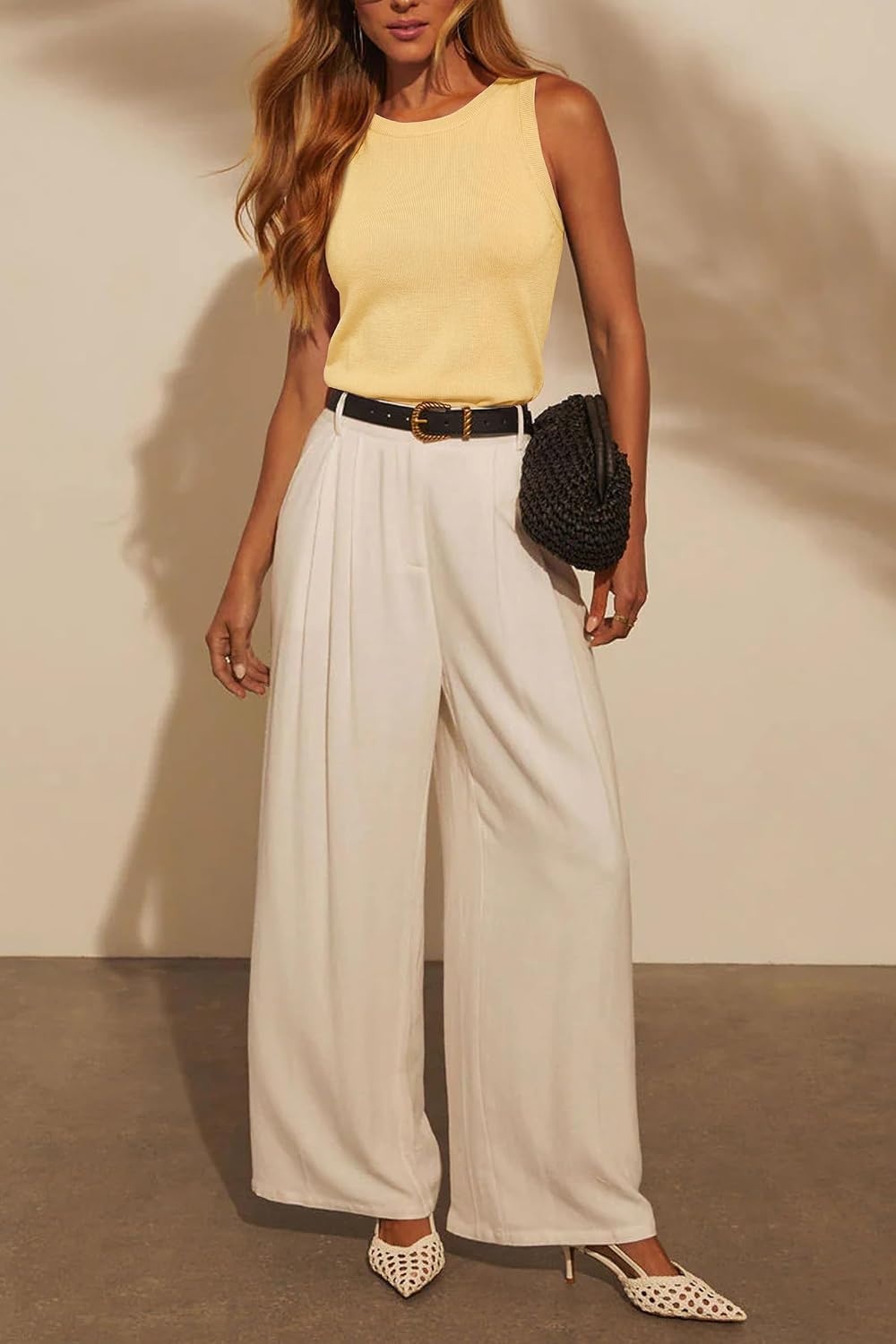image:imageArachampCloz Womens Wool Blend Sleeveless All Season Business Casual TankCream Yellow