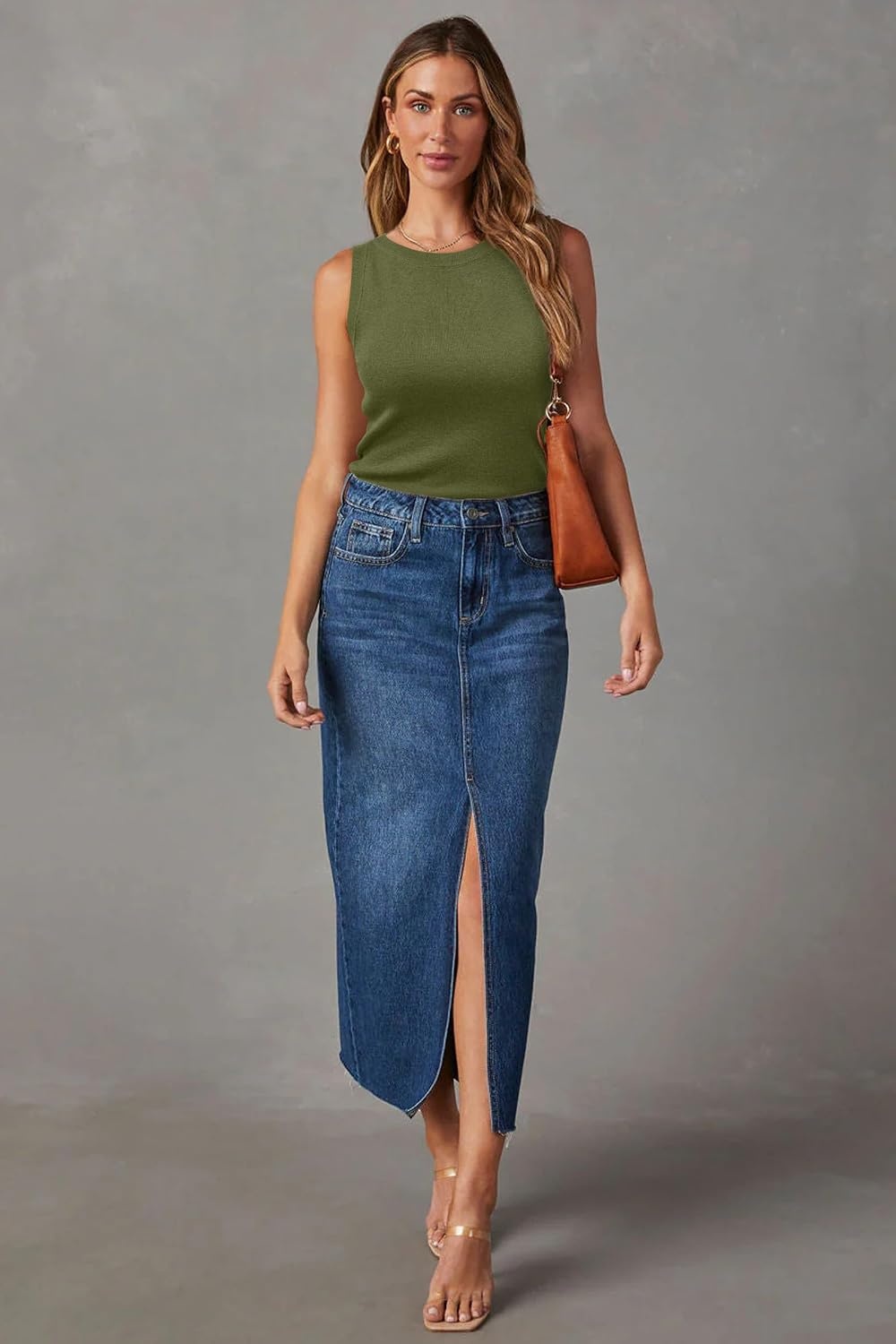 image:imageArachampCloz Womens Wool Blend Sleeveless All Season Business Casual TankGrass Green