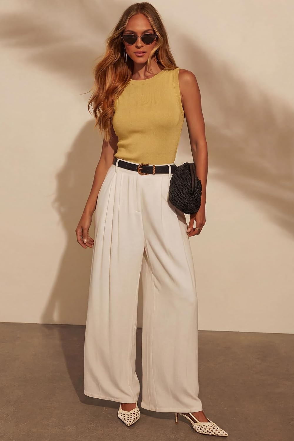 image:imageArachampCloz Womens Wool Blend Sleeveless All Season Business Casual TankLight Turmeric