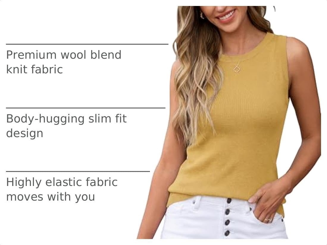 image:imageArachampCloz Womens Wool Blend Sleeveless All Season Business Casual TankLight Turmeric