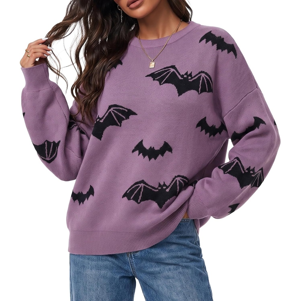 image:imageArachampCloz Womens Wool Blend Oversized Sweaters Fall Fashion Outfits 2026Bat Lavender Black
