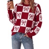 Bow Plaid Burgundy White