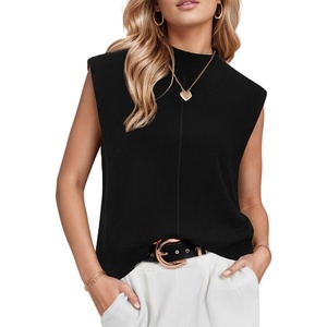 Arach&Cloz Women’s Wool Blend Mock Neck Fall Sweater Vest Work Tops 2026(Black)