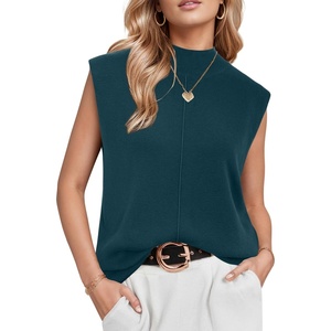 Arach&Cloz Women’s Wool Blend Mock Neck Fall Sweater Vest Work Tops 2026(Green)
