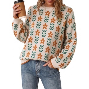 Arach&Cloz Women’s Wool Blend Oversized Sweaters Fall Fashion Outfits 2026(Flower Beige)