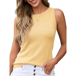 Arach&Cloz Women’s Wool Blend Sleeveless All Season Business Casual Tank(Cream Yellow)